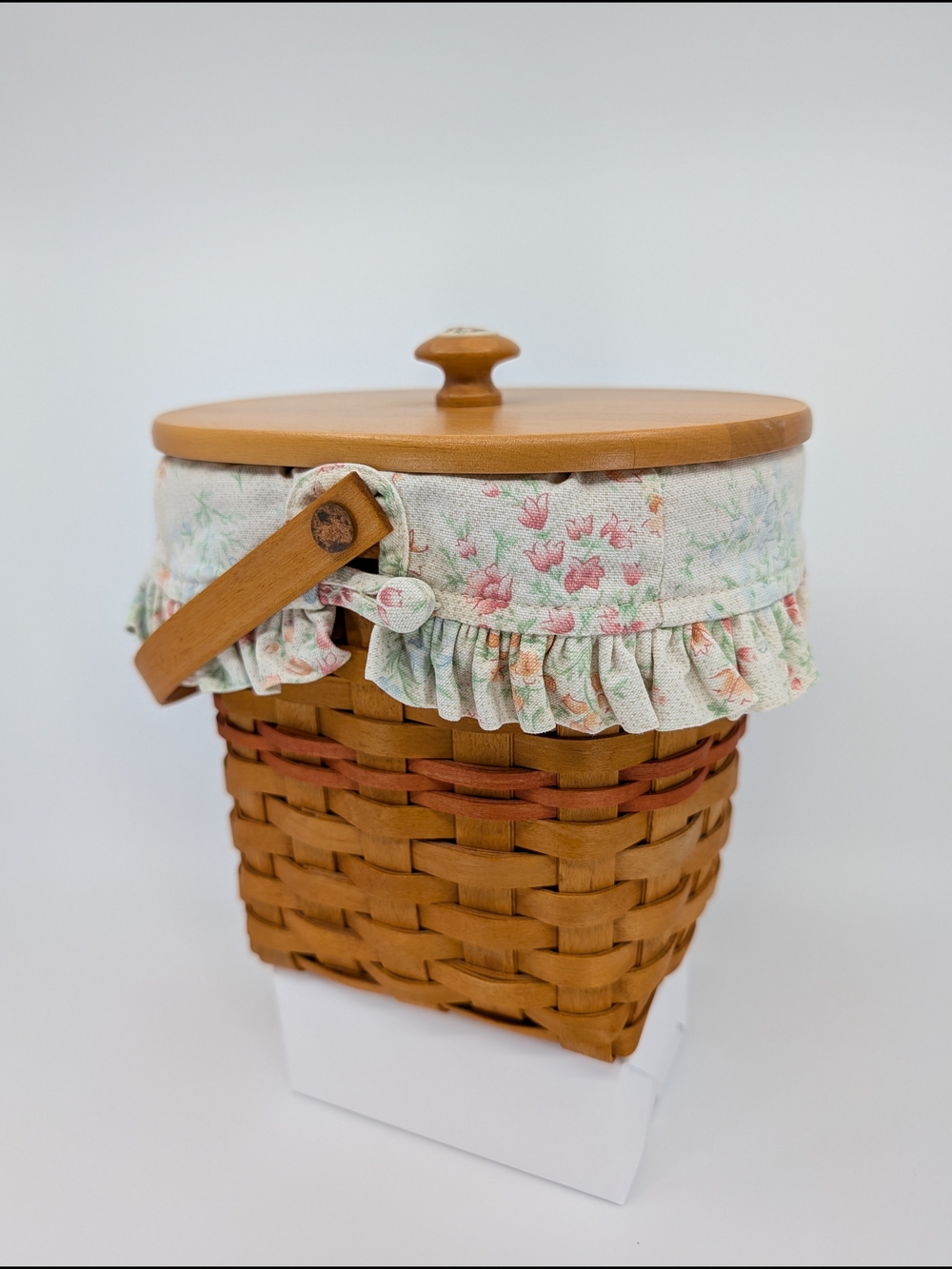 Longaberger 2001 Vintage Blossoms Mother's Day Basket/Lid/Floral Liner/Protector